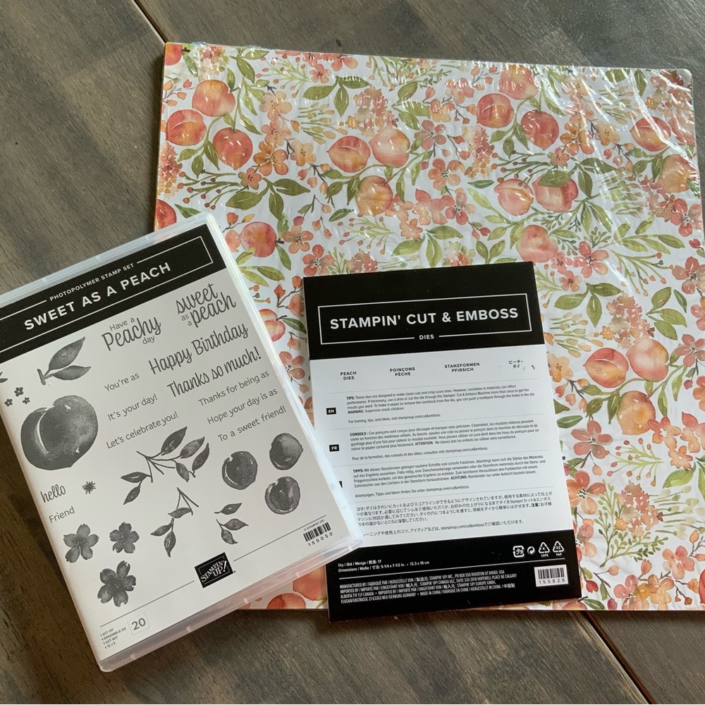 Stampin Up - Sweet As A Peach Bundle - Stamp Set, Peach Dies &You’re A Peach DSP